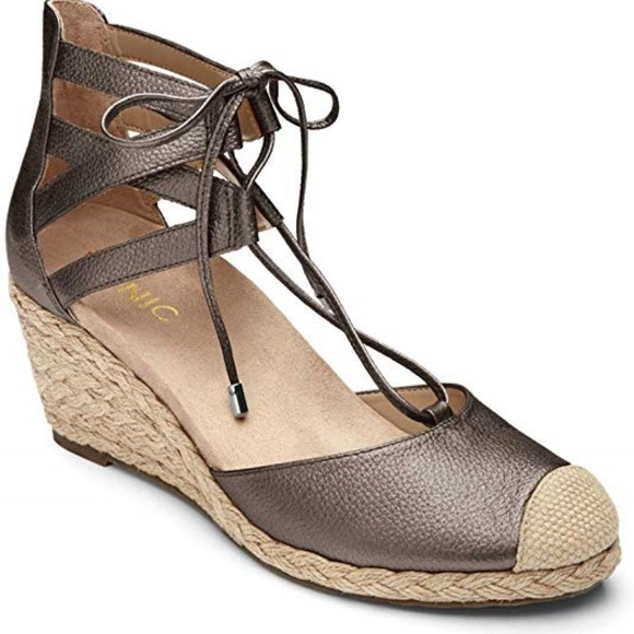 Vionic Shoes - Vionic Women’s Aruba Calypso Lace Up Wedges Pewter